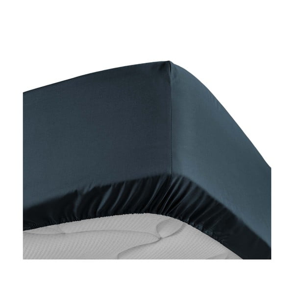 Тъмносин еластичен чаршаф от памук перкал 160x200 cm Percaline – douceur d'intérieur-image-3