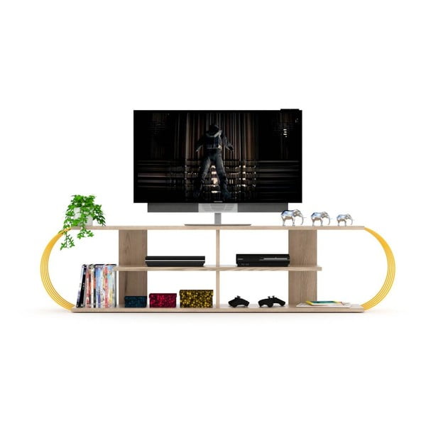 TV stolek s detaily v dekoru dubového dřeva Marly