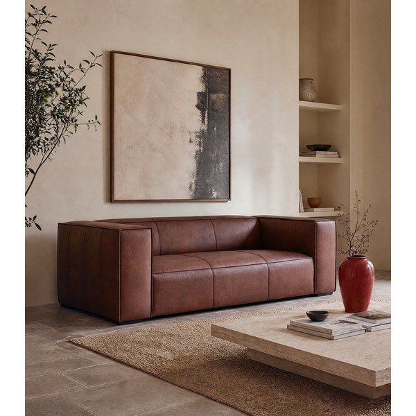 Кафяв кожен диван 227 см Madame - Windsor & Co Sofas-image-1