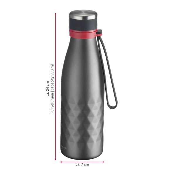 Сива силиконово-неръждаема бутилка за пътуване 550 ml Viva - Westmark-image-2