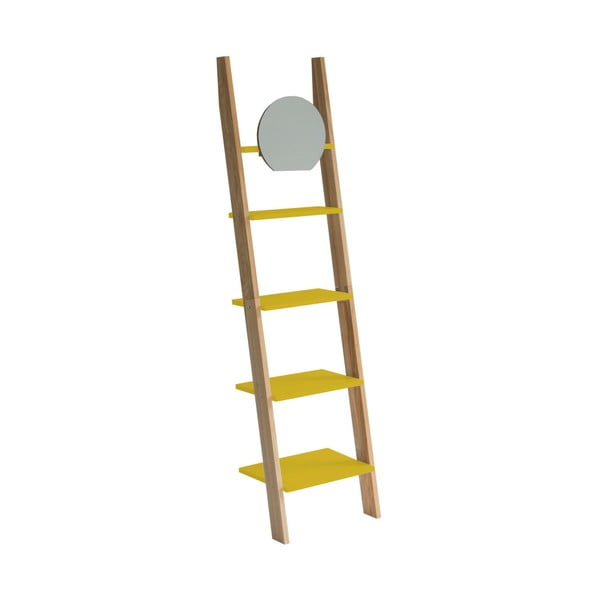 Жълт дървен рафт с огледало Ashme Ladder - Ragaba