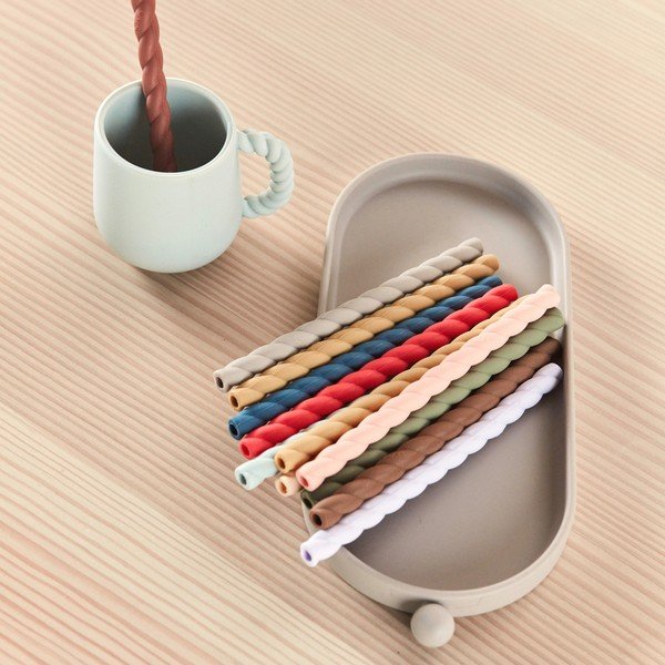 Силиконови сламки в комплект 6 бр. с четки за почистване Mellow – OYOY Mini-image-1