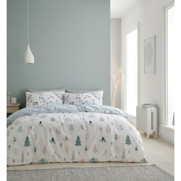 Бяло двойно  памучно спално бельо 200x200 cm Winter Fun – Bianca-image-1