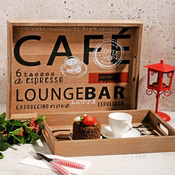 Комплект от 2 дървени подноса Café Bar - Unknown