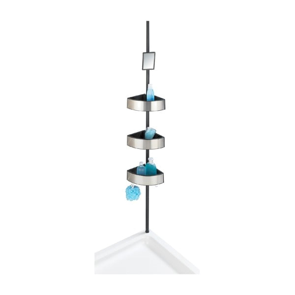 Телескопичен ъглов рафт за душ Prea Silver/Black, 27 x 20 cm - Wenko-image-2