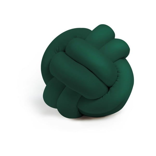 Декоративна възглавница с ефект на кадифе в тъмнозелен цвят "Възел", ⌀ 25 cm - Unknown