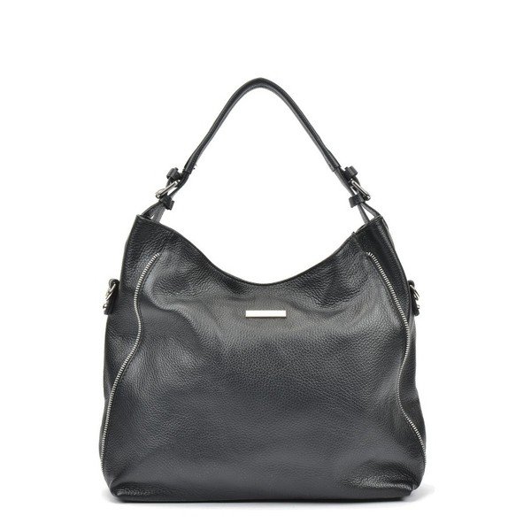 Черна кожена чанта Mangotti Cassie - Mangotti Bags-image-1