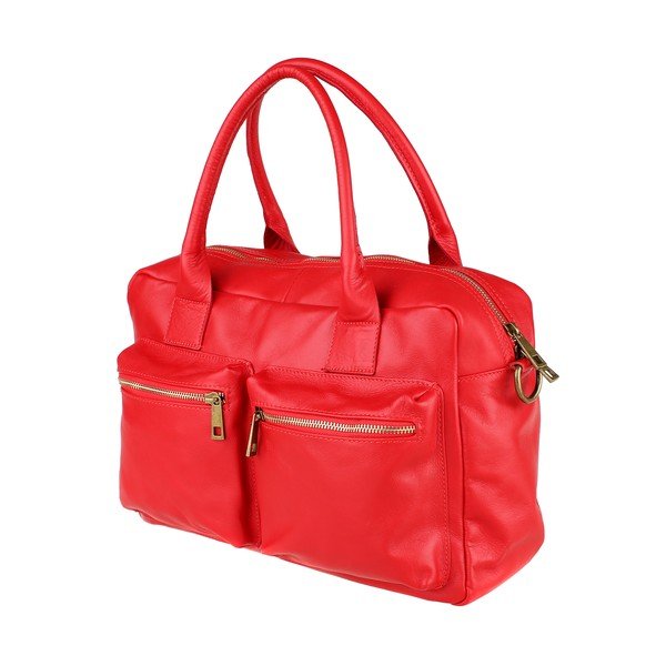 Červená kožená kabelka Chicca Borse Larissa-image-4