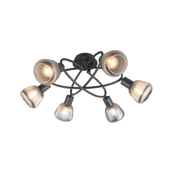 Черно осветително тяло за таван със стъклен абажур Tarifa – Trio-image-2