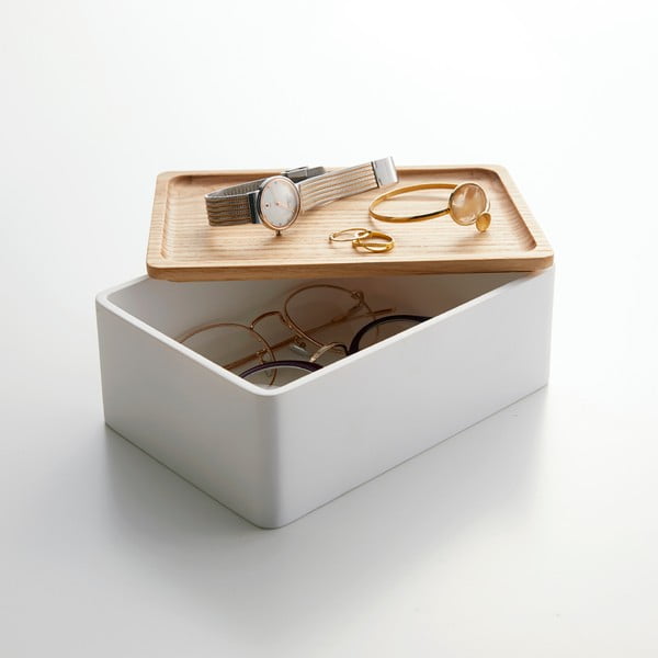 Бяла кутия за съхранение с капак 18,5x12,5x7 cm Rin – YAMAZAKI-image-2