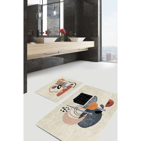 Бежови кадифени постелки за баня в комплект от 2 бр. 60x100 cm – Mila Home-image-2