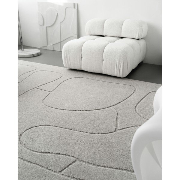 Светлосив вълнен килим 133x190 cm Morphic – Agnella-image-3