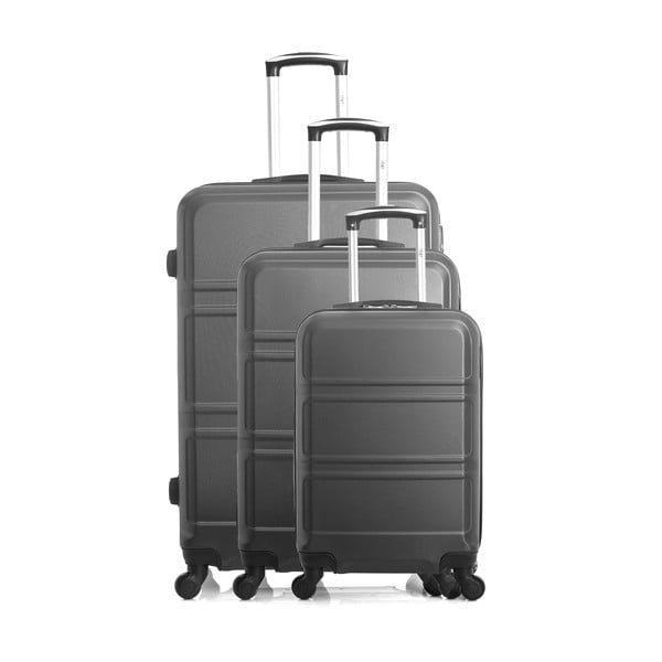 Комплект от 3 тъмно сиви куфара за пътуване на колелца Utah - Hero