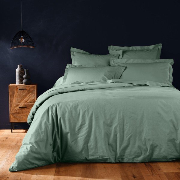 Зелена двойна/удължена памучна олекотена завивка 240x220 cm Lina – douceur d'intérieur-image-1