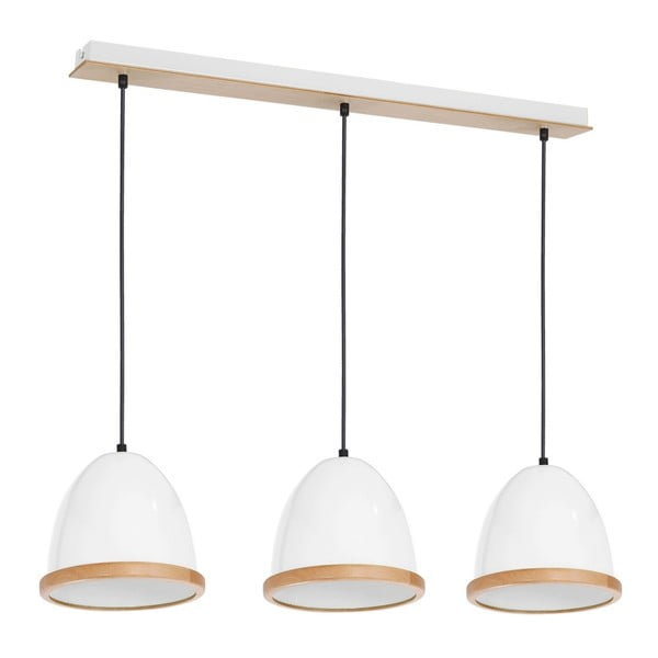 Бяла висяща лампа с дървени детайли Tres Studio - Homemania