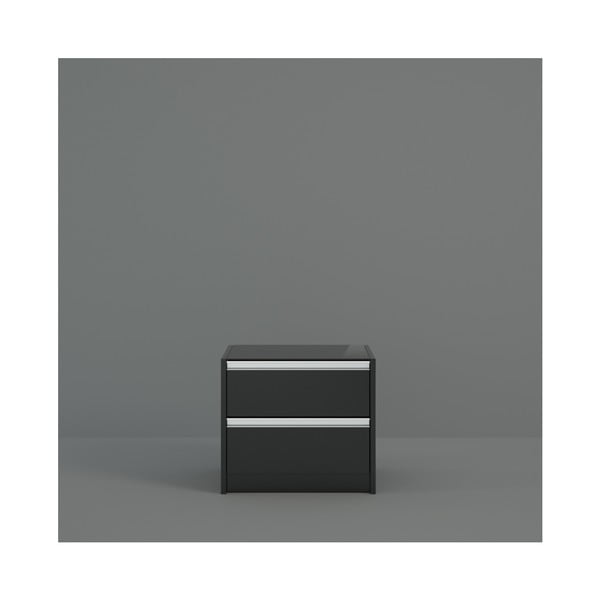Черно нощно шкафче с 2 чекмеджета Skyline - Steens