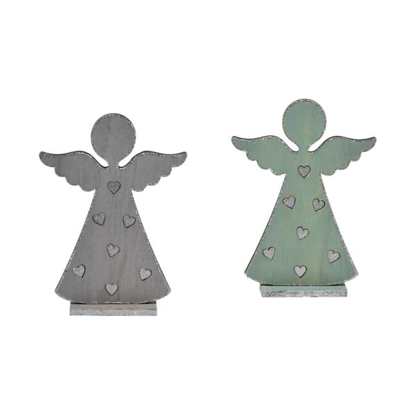 Комплект от 2 малки коледни дървени декорации във формата на ангел Ego decor - Ego Dekor