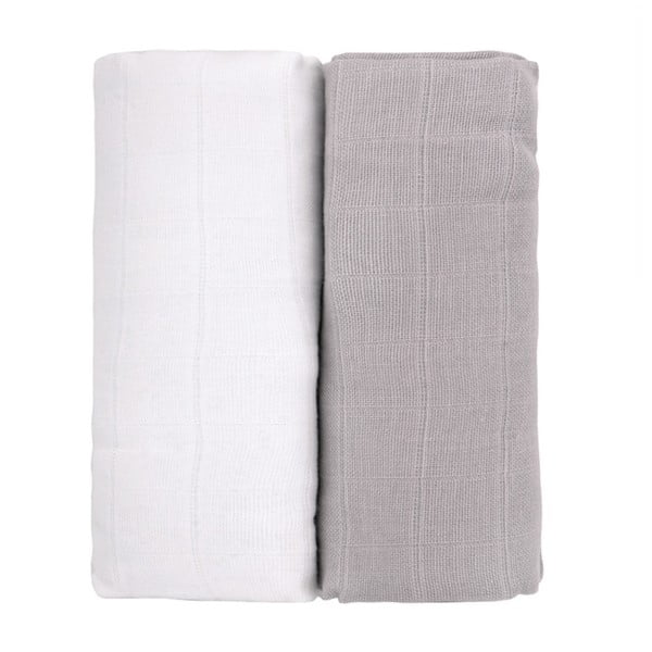 Комплект от 2 памучни кърпи за баня в бяло и сиво, 90 x 100 cm Tetra - T-TOMI