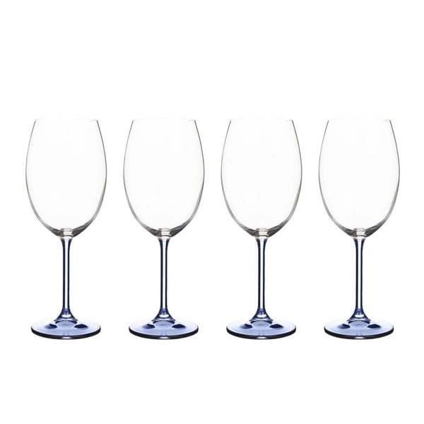 Комплект от 4 чаши за вино от синьо кристално стъкло Fluidum, 450 ml - Bitz