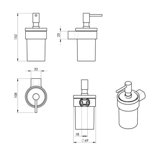 Бял/златен стенен стъклен диспенсер за сапун 110 ml Gedy Pirenei – Sapho-image-2
