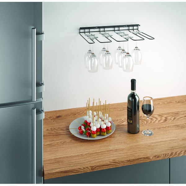 Черен държач за вино, монтиран на стената Wine Glass - Metaltex-image-1