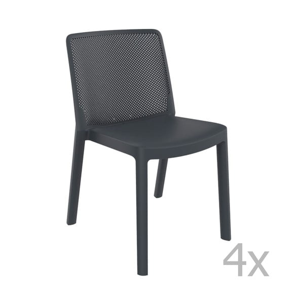 Комплект от 4 тъмно сиви градински стола Fresh Garden - Resol