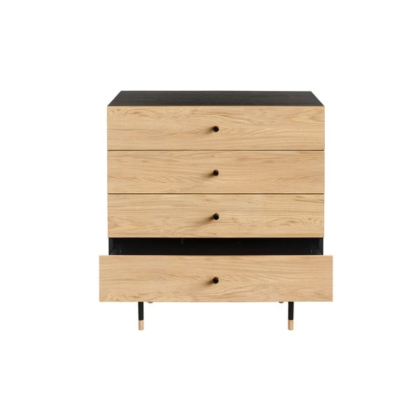 Черен и естествен висок скрин от дъб  80x87 cm Jugend – Woodman-image-3