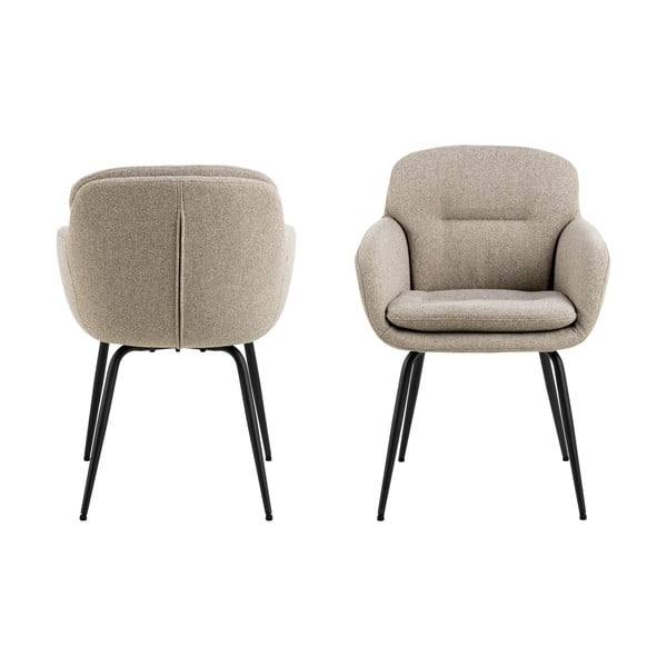 Бежов тапициран трапезен стол с подлакътници Dora – Actona-image-4