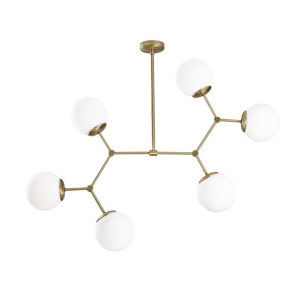 Висящо осветително тяло със стъклен абажур в бял и месингов цвят Damar – Opviq lights-image-2