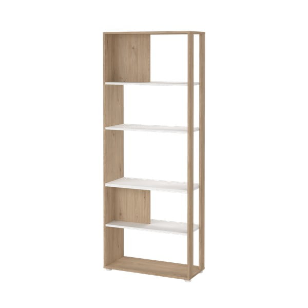 Етажерка за книги в дъбов декор в бял и естествен цвят 80x205 cm Sign - Tvilum-image-2