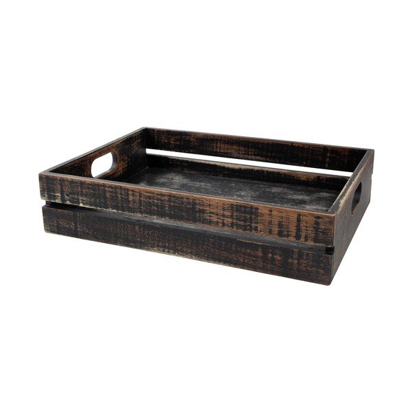 Černý podnos s úchyty z akáciového dřeva T&G Woodware Drift