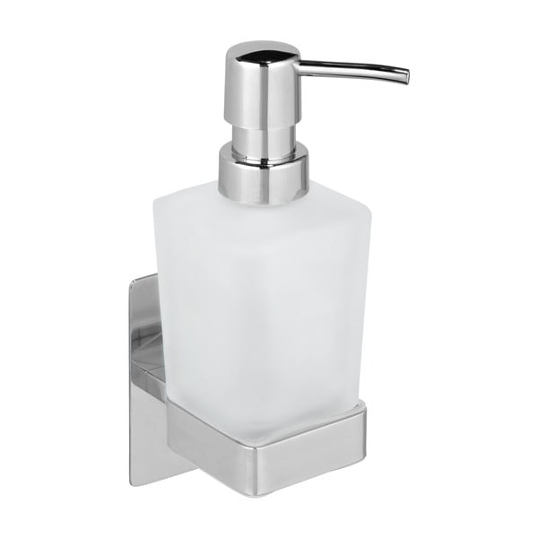Самозалепващ стъклен диспенсер за сапун в лъскаво сребристо 200 ml Genova – Wenko