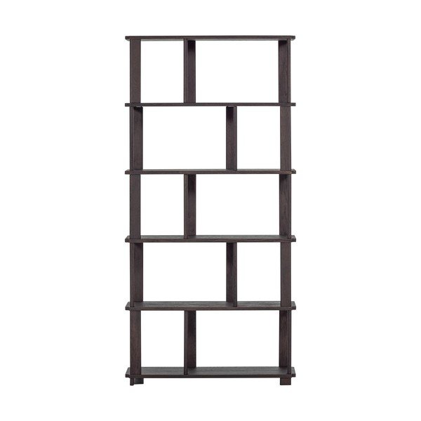 Тъмнокафява библиотека от масивен дъб 90x186x30 cm Riss – WOOOD