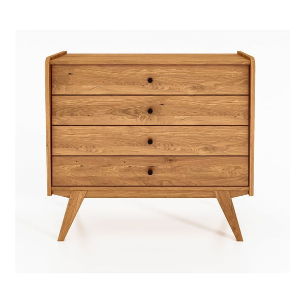 Нисък скрин с чекмеджета от дъбова дървесина 100x90 cm Retro - The Beds-image-2