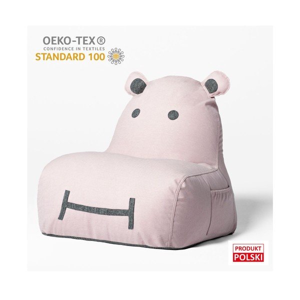 Светлорозов детски пуф Hippo – The Brooklyn Kids-image-2