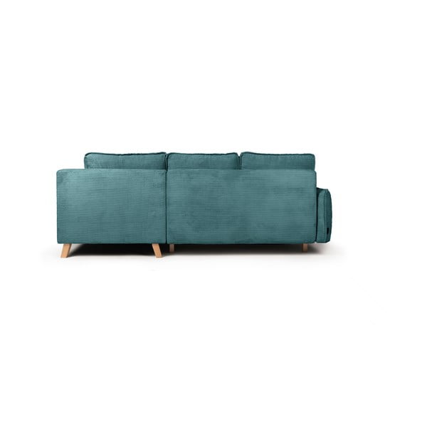 Тюркоаз сгъваем ъглов диван от рипсено кадифе (десен ъгъл) Tori – Bonami Selection-image-4