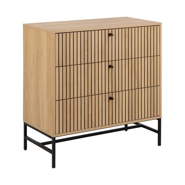 Скрин от дъбов декор  в естествен цвят 81x80x40 cm Albany  – Actona-image-1