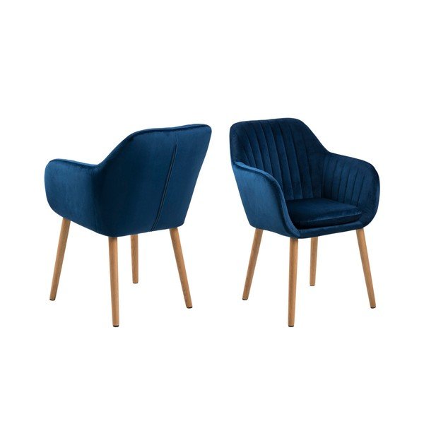 Тъмносин тапициран трапезен стол с подлакътници Emilia – Actona-image-3