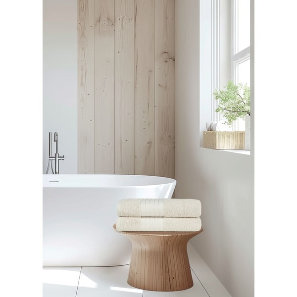 Бежови памучни хавлиени кърпи в комплект от 2 бр. от тери 70x140 cm – Good Morning-image-1