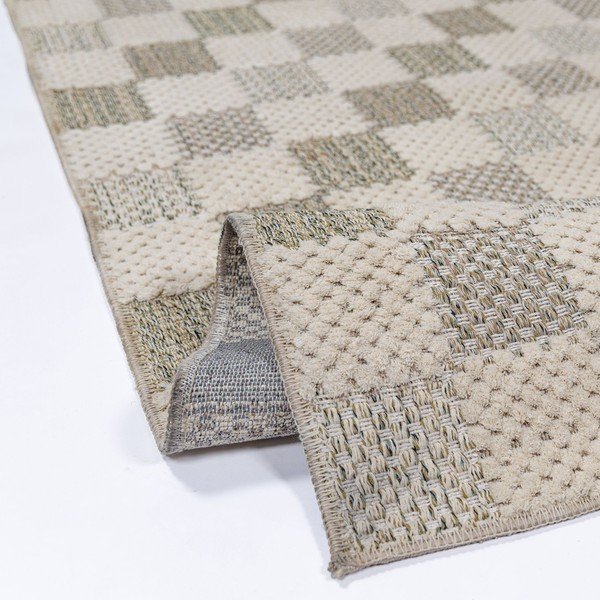 Зелена пътека със смес от памук подходяща за пране 80x230 cm Muted Checkerboard – Flair Rugs-image-3