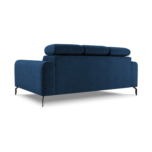 Син разтегателен диван с кадифена повърхност Nico - Milo Casa-image-4
