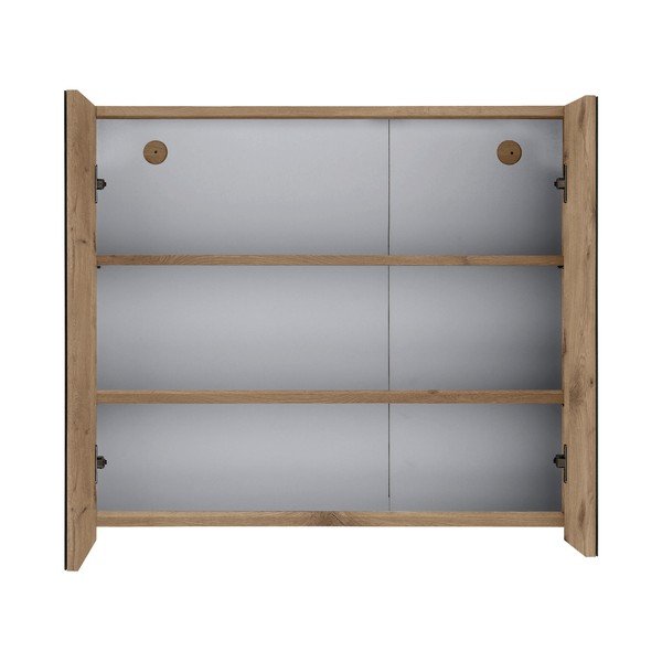 Стенен шкаф за баня с огледало от декор от дъб  в естествен цвят 80x70 cm Wisla – Støraa-image-2