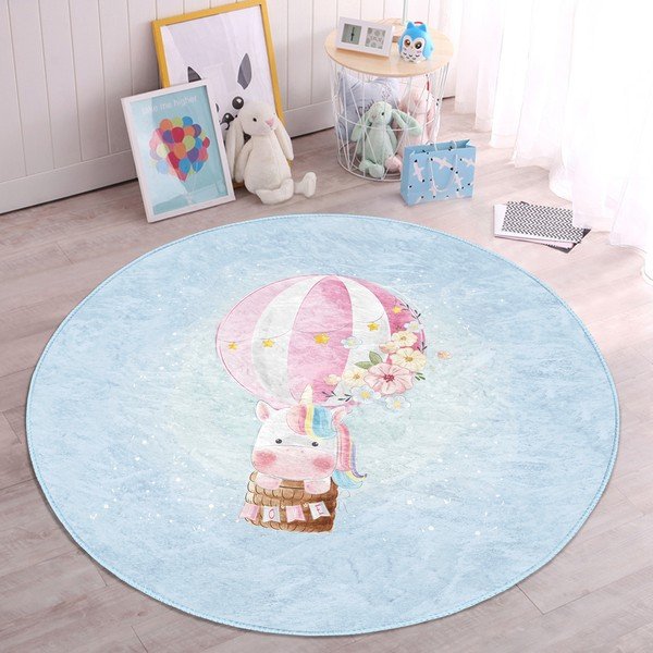 Светлосин детски килим ø 100 cm Comfort - Mila Home-image-2