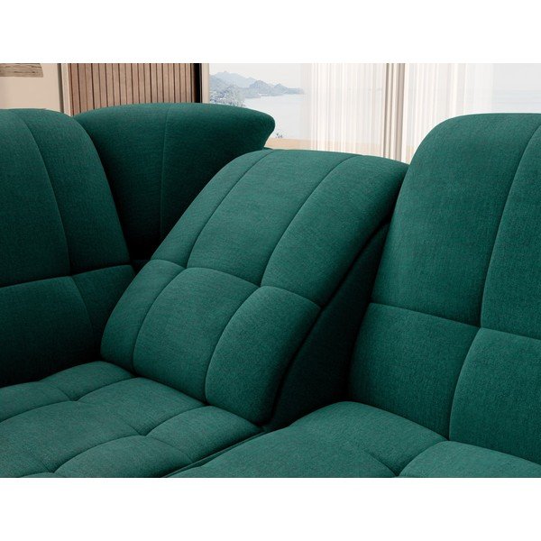 Зелен кадифен разтегателен ъглов диван с място за съхранение (ляв ъгъл L форма) Sado – ELTAP-image-1