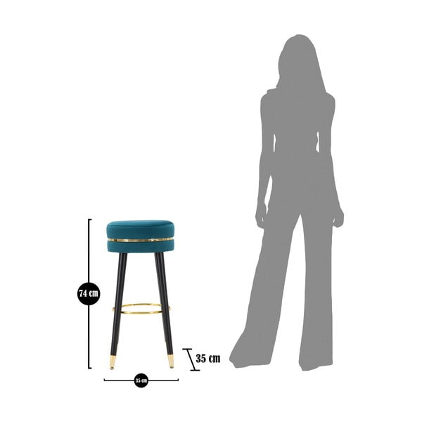 Тюркоазен тапициран бар стол (височина на седалката 74 cm) Paris – Mauro Ferretti-image-3