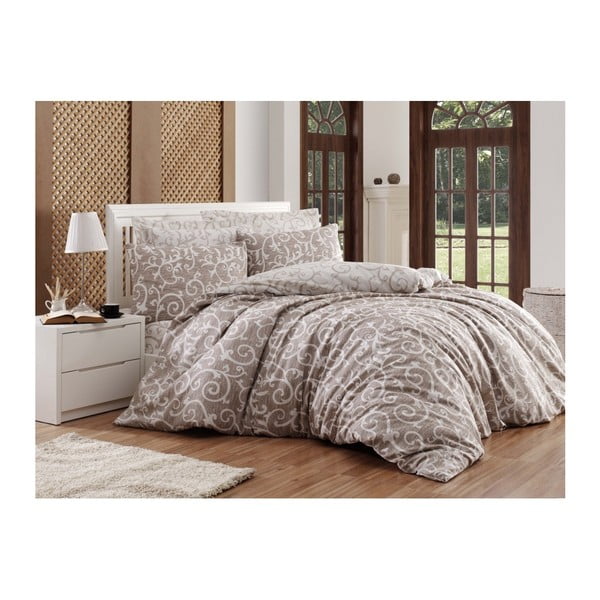Спално бельо с чаршаф за едно единично легло Reterro Cremo, 160 x 220 cm - Mijolnir