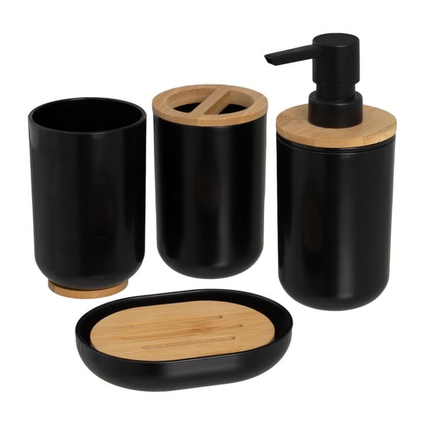 Черен пластмасов комплект от аксесоари за баня – Casa Selección