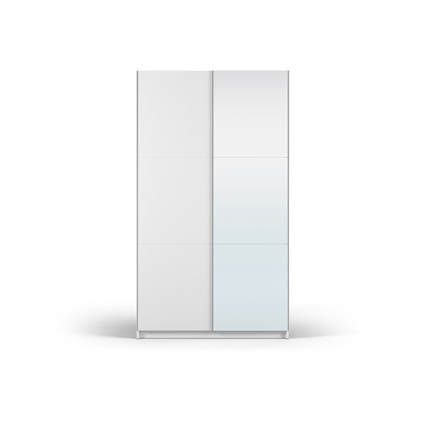 Бял гардероб с огледало и плъзгащи се врати 122x215 cm Lisburn - Cosmopolitan Design