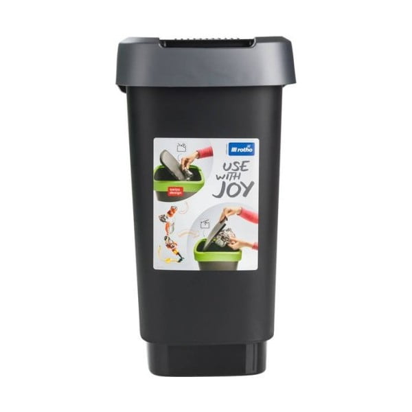 Кошче за отпадъци от рециклирана пластмаса в сребристо-черно 10 л Twist - Rotho-image-2