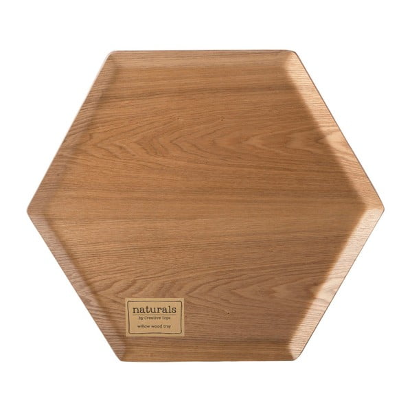 Dřevěný podnos ve tvaru šestiuhelníku Creative Tops, Ø 36 cm